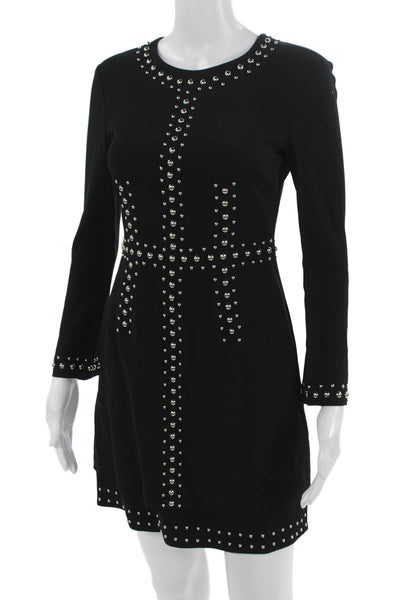 A.L.C. Womens Sheath Mini Dress Black Long Sleeve Knee Length Size 0