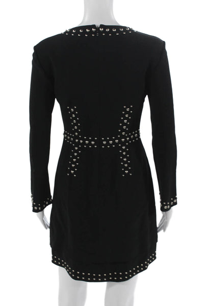 A.L.C. Womens Sheath Mini Dress Black Long Sleeve Knee Length Size 0