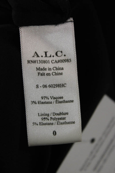 A.L.C. Womens Sheath Mini Dress Black Long Sleeve Knee Length Size 0