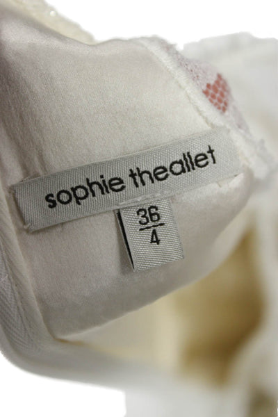 Sophie Theallet Women Fit & Flare Dress Beige Knee Length Crew Neck Size 4