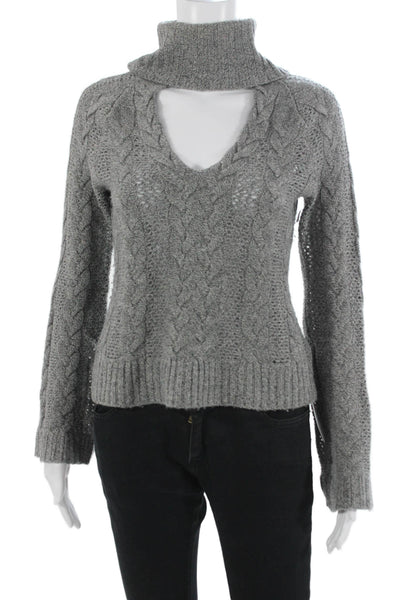 Intermix Womens Gray V Neck Wool Cashmere Pullover Long Sleeve Size 0P