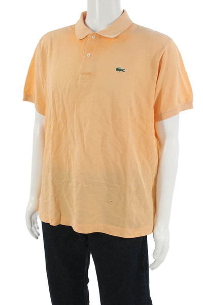Lacoste Mens Short Sleeves Polo Shirt Mango Orange Cotton Size 7