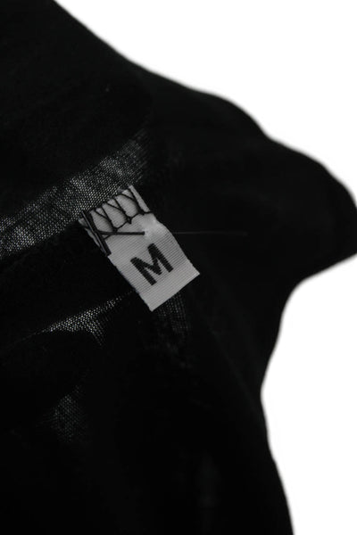Intermix Womens Basic Black Long Sleeve Round Neck Cotton Blend T-Shirt Size M