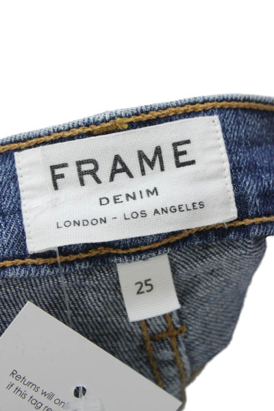 Frame Womens Skinny Ankle Jeans Dark Blue High Rise Button Size 25