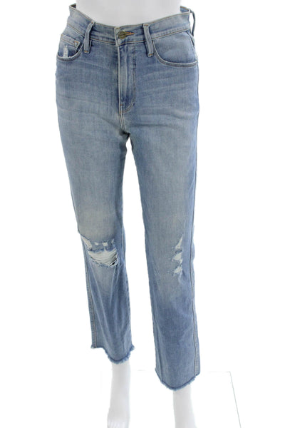 Frame Denim Womens Cropped Straight Light Blue Jeans Size 26