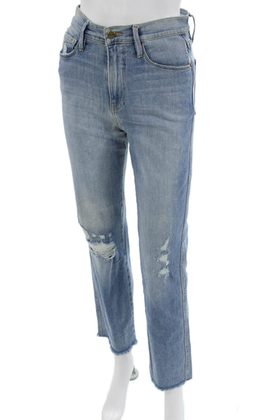 Frame Denim Womens Cropped Straight Light Blue Jeans Size 26