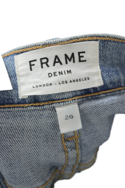 Frame Denim Womens Cropped Straight Light Blue Jeans Size 26