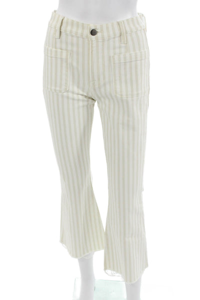 Frame Denim Womens Cropped Striped Beige Pants Size 26