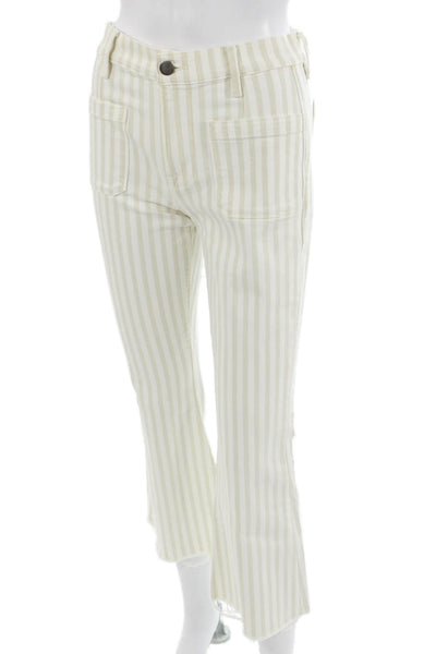 Frame Denim Womens Cropped Striped Beige Pants Size 26