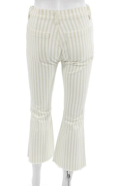 Frame Denim Womens Cropped Striped Beige Pants Size 26