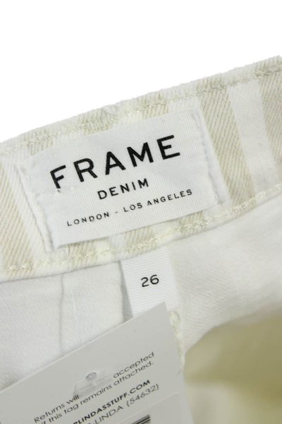 Frame Denim Womens Cropped Striped Beige Pants Size 26