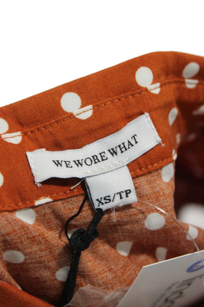 We Wore What Women Shirt Dress Brown Polka Dot Short Sleeve Size XS