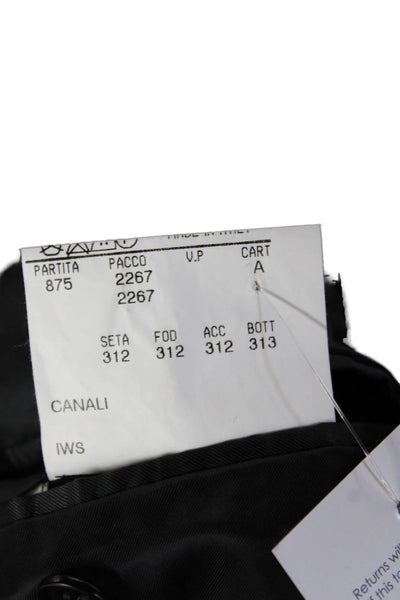 Canali Mens Wool Check Suit Jacket Dark Gray Button Collared Size 50