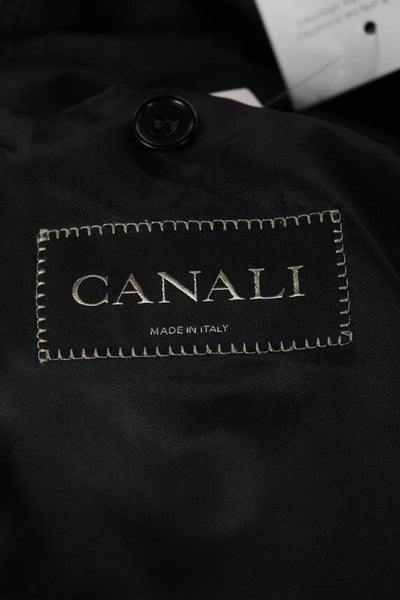 Canali Mens Wool Check Suit Jacket Dark Gray Button Collared Size 50