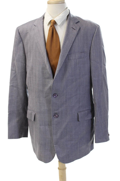 Hickey Freeman Mens 2 Piece Gray Wool Silk Linen Suit Jacket Size 44