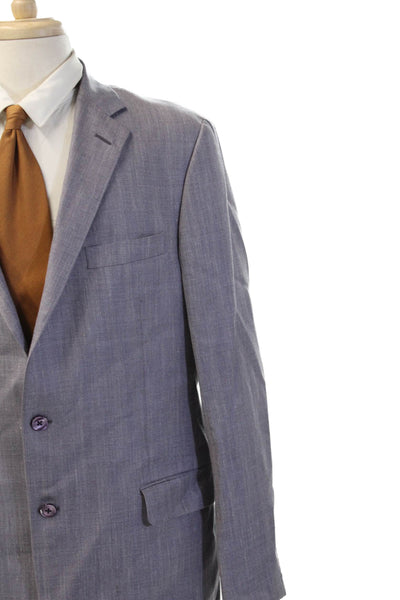 Hickey Freeman Mens 2 Piece Gray Wool Silk Linen Suit Jacket Size 44