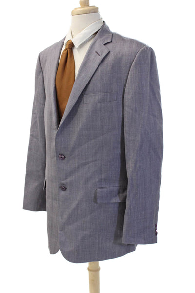Hickey Freeman Mens 2 Piece Gray Wool Silk Linen Suit Jacket Size 44