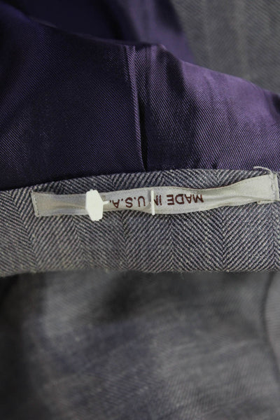 Hickey Freeman Mens 2 Piece Gray Wool Silk Linen Suit Jacket Size 44