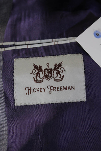 Hickey Freeman Mens 2 Piece Gray Wool Silk Linen Suit Jacket Size 44