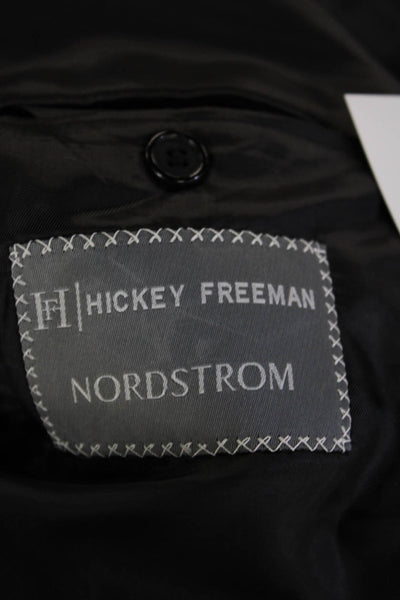 Hickey Freeman Mens Dark Gray Striped Wool Suit Jacket Button Size 40