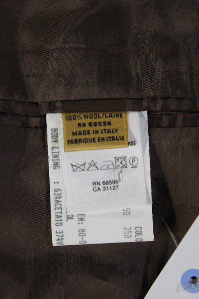 Donna Karan Signature Mens Brown Striped Wool Suit Jacket Button Size 46