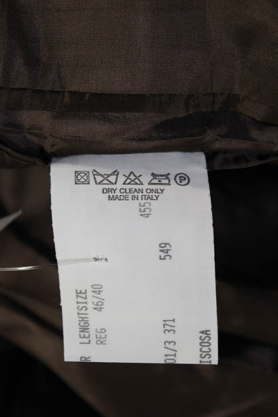 Donna Karan Signature Mens Brown Striped Wool Suit Jacket Button Size 46