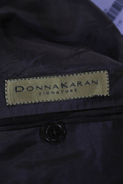Donna Karan Signature Mens Brown Striped Wool Suit Jacket Button Size 46