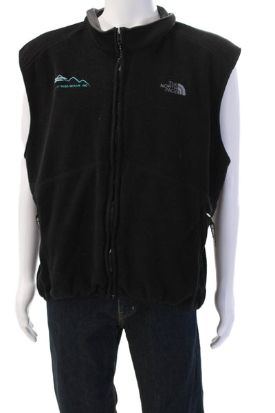 The North Face Mens Sleeveless Zip Vest Black Polyester High Neck Size 2XL