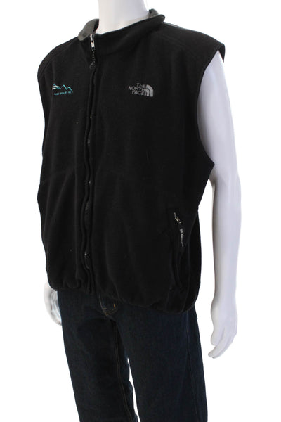 The North Face Mens Sleeveless Zip Vest Black Polyester High Neck Size 2XL