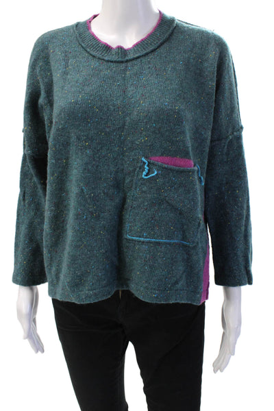 Zaket & Plover Womens Pullover Sweater Green Polyester Blend Bohemian Size S