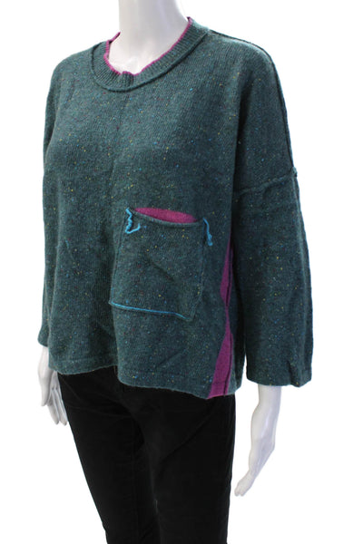 Zaket & Plover Womens Pullover Sweater Green Polyester Blend Bohemian Size S