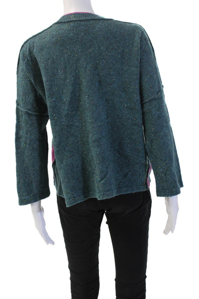 Zaket & Plover Womens Pullover Sweater Green Polyester Blend Bohemian Size S
