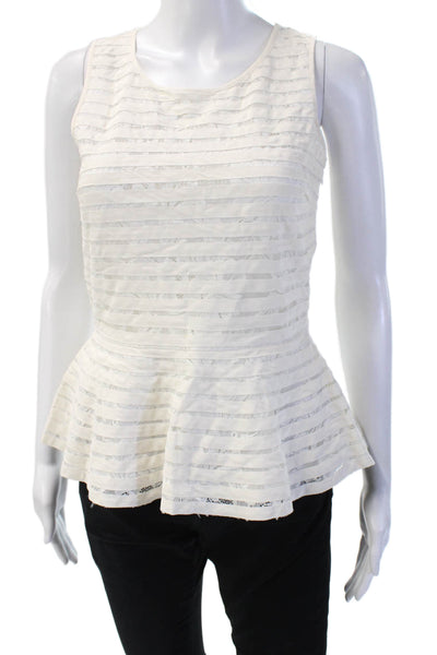 Parker Womens Sleeveless Striped Silk Polyester Round Neck Zip Blouse Size S