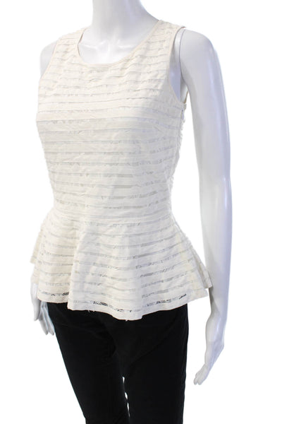 Parker Womens Sleeveless Striped Silk Polyester Round Neck Zip Blouse Size S