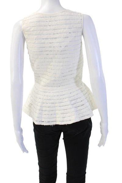 Parker Womens Sleeveless Striped Silk Polyester Round Neck Zip Blouse Size S