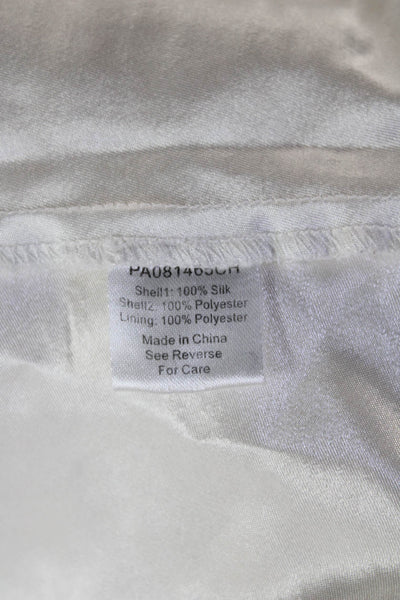 Parker Womens Sleeveless Striped Silk Polyester Round Neck Zip Blouse Size S