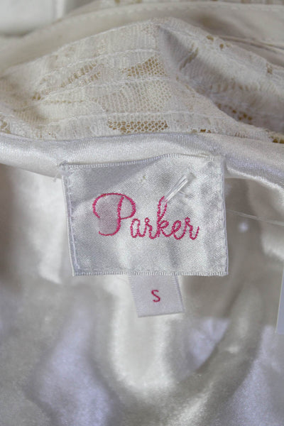 Parker Womens Sleeveless Striped Silk Polyester Round Neck Zip Blouse Size S