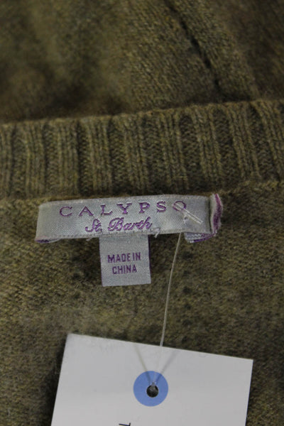 Calypso Saint Barth Womens Cashmere Pullover Army Green Sweater Size S