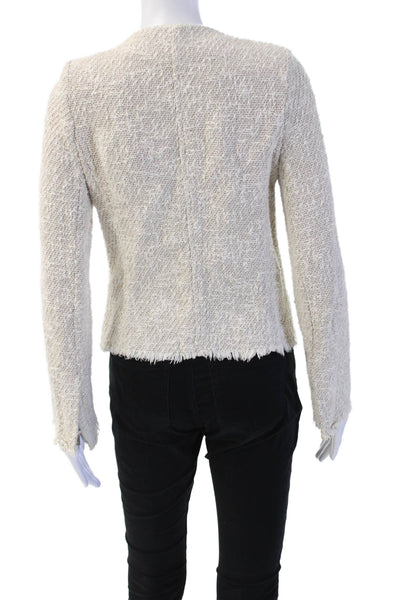 IRO Womens Blazer Beige Long Sleeve Round Neck Zip Closure Size 2