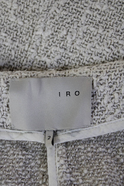 IRO Womens Blazer Beige Long Sleeve Round Neck Zip Closure Size 2