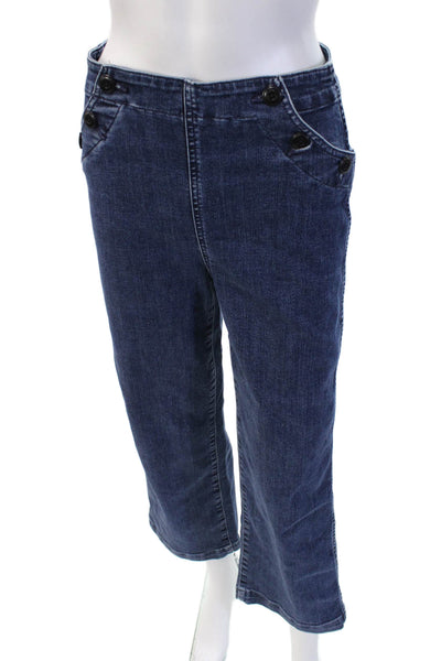 J Crew Womens Dark Blue Cropped Wide Leg Mid Rise Jeans Size 26