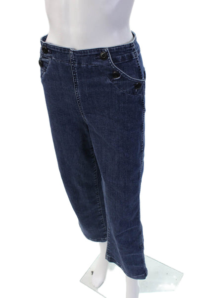 J Crew Womens Dark Blue Cropped Wide Leg Mid Rise Jeans Size 26