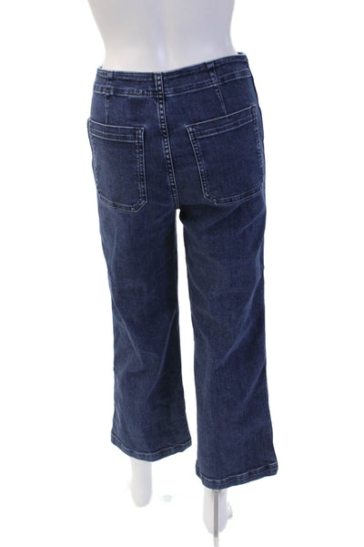 J Crew Womens Dark Blue Cropped Wide Leg Mid Rise Jeans Size 26