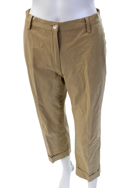 Piazza Sempione Womens Cropped Ankle Khaki Pants Beige Cotton Blend Size 40