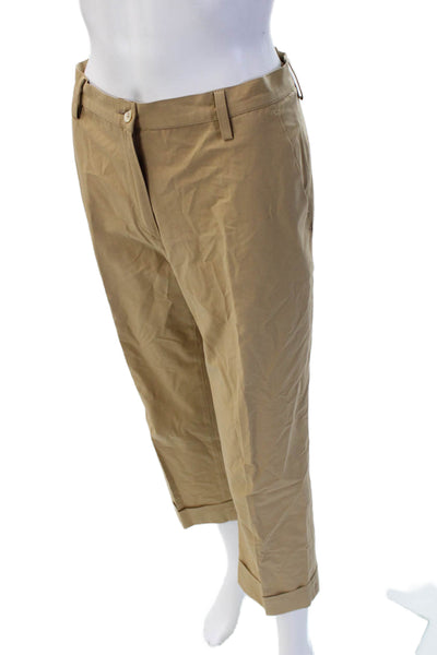 Piazza Sempione Womens Cropped Ankle Khaki Pants Beige Cotton Blend Size 40