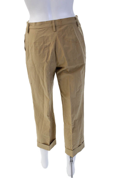 Piazza Sempione Womens Cropped Ankle Khaki Pants Beige Cotton Blend Size 40