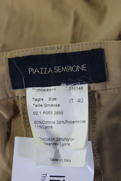 Piazza Sempione Womens Cropped Ankle Khaki Pants Beige Cotton Blend Size 40