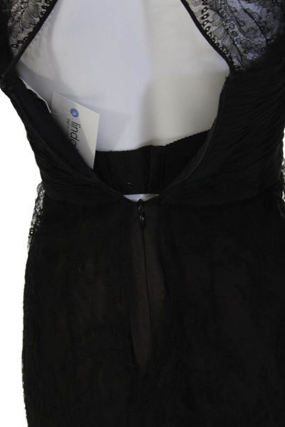 Oscar de la Renta Womens Black Sheath Mini Dress Long Sleeve Hook & Eye Size S