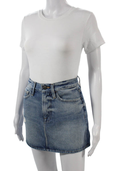 Frame Denim Women Blue 100% Cotton Mini Straight Pencil Skirt Size 24