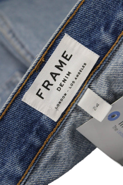 Frame Denim Women Blue 100% Cotton Mini Straight Pencil Skirt Size 24